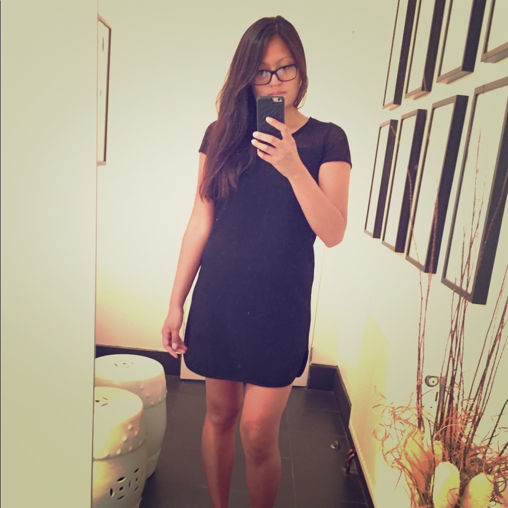 Black Mesh Shoulder Dress